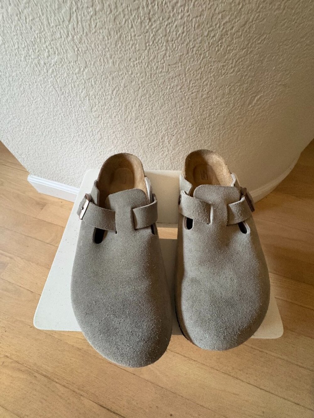 Birkenstock Boston Taupe Suede Leather Clogs EU 38